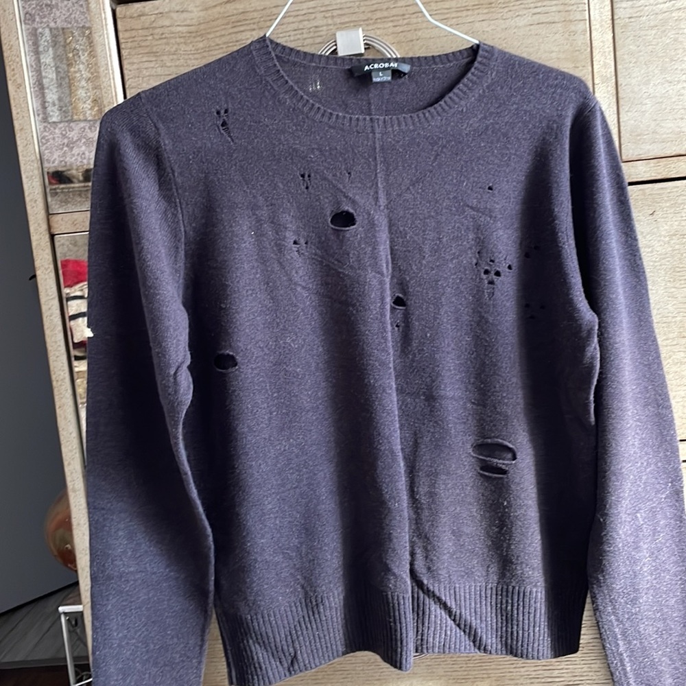 Acrobat wool blend distressed sweater, size L